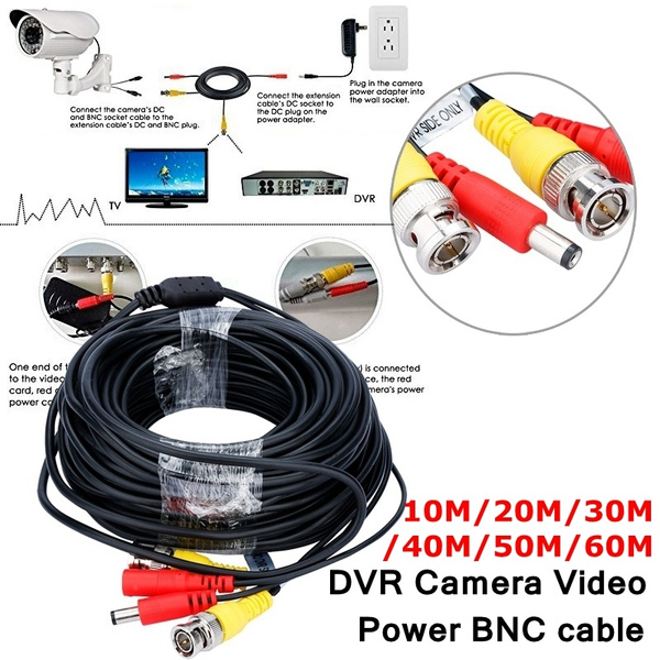 30M BNC DC Power Lead CCTV Security Camera DVR Video Record Extension Cable Wire 