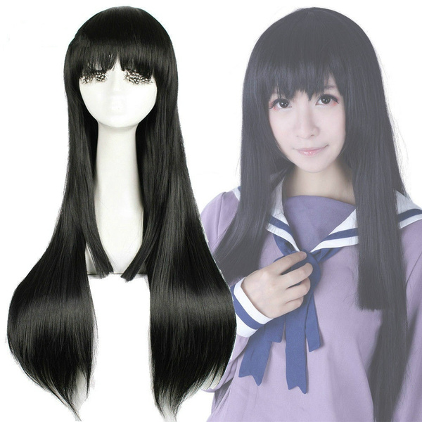 Anime Hair Black Long Straight Cosplay Wigs | Wish