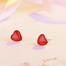 Heart, Fashion, Silver Earrings, cute