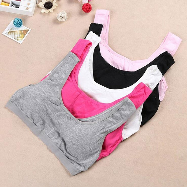 Solid Sports Bras for Kids 100% Cotton Training Bra for Girls Teenagers