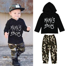 2pcs Toddler Kids Boy Clothes Set Mama's Boy Hoodies Tops Camouflage Pants Children Boy Outfits