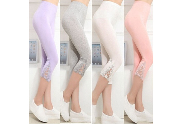 6 Colors New Womens 3/4 Length Leggings Capri Cropped Pants