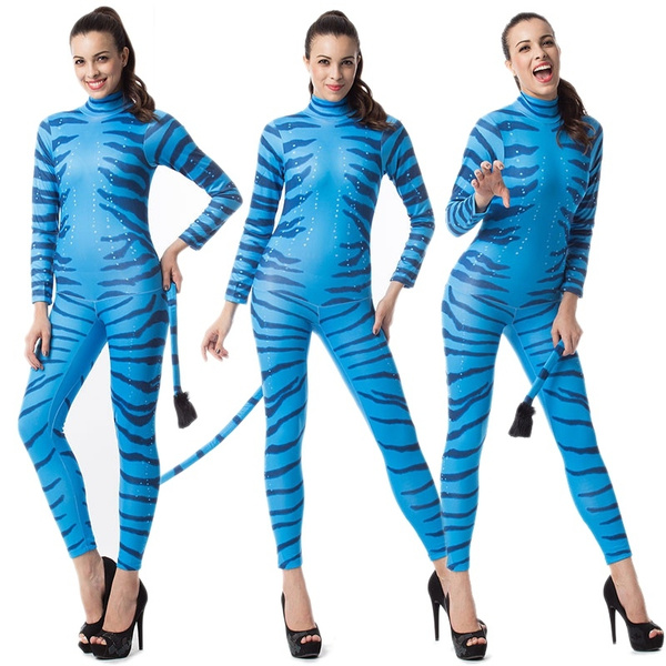 Blue Zebra Adult Na'vi Jumpsuit Costume Sexy Halloween Costumes For ...