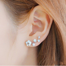 Crystal, Flowers, Silver Earrings, earringjewelry