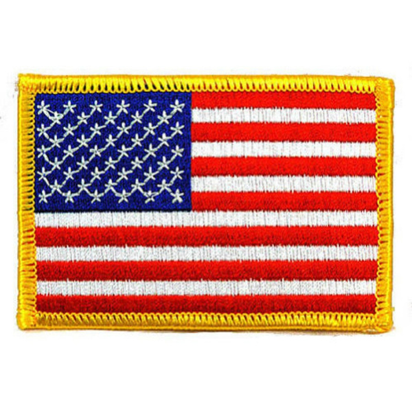 Gold Border American Flag Embroidered Patch