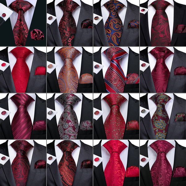 Wine Red Tie Set Wine Red Paisley Tie and Pocket Square Set 