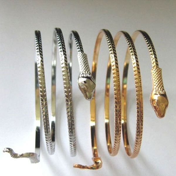 Fashion Punk Coiled Snake Spiral Upper Arm Cuff Bangle Bracelet