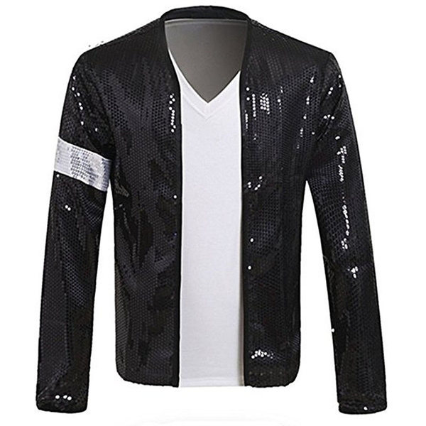 King of Pop MJ Michael Jackson Costume Billie Jean Armband Sequin Jacket