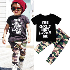Fashion Toddler Kids Boys Tops T-shirt Camo Pants 2Pcs Outfits Set Clothes Fit For 1-6T