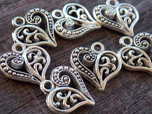 Heart, Jewelry, Silver hearts, Handmade