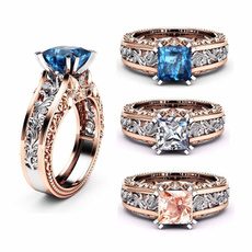 Sterling, gold, Engagement Ring, white topaz