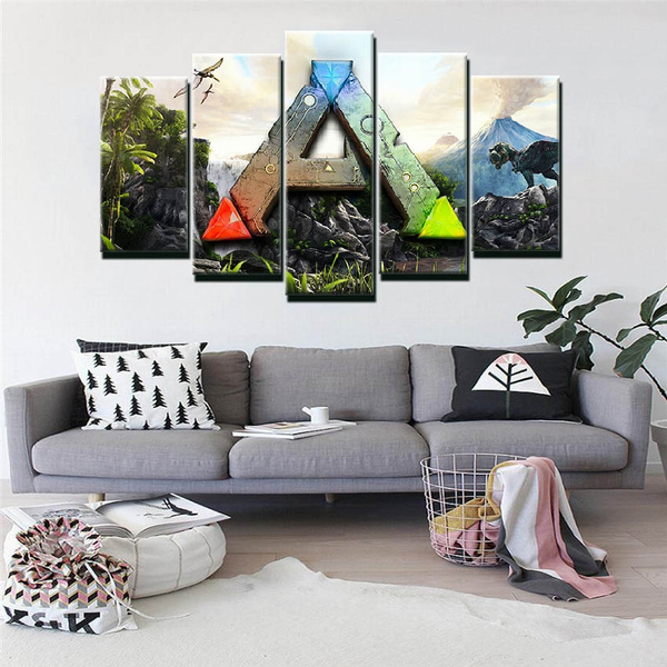 5 Panels Canvas Painting " ARK Survival Evolved " Wall Art Canvas Art