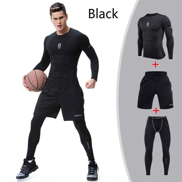 3PCS Sport Suit Men's Sport Running Suits Running Compression Homme Gym  Hoodie Training Running Tracksuits Men Gym Clothing