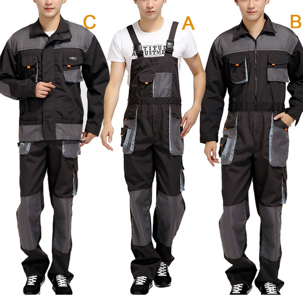 Men Multi-pocket Tooling Suit Bib Overalls Maintenance Coveralls Repairman  Uniforms Straps Working Pants Plus Size（S-4XL）
