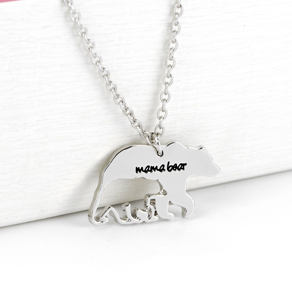 Silver Tone Personalized Mama Bear 