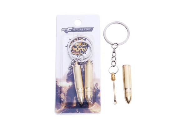 Metal Bullet Keychain Ear Pick Hidden Compartment Spoon Scoop Secret Storage