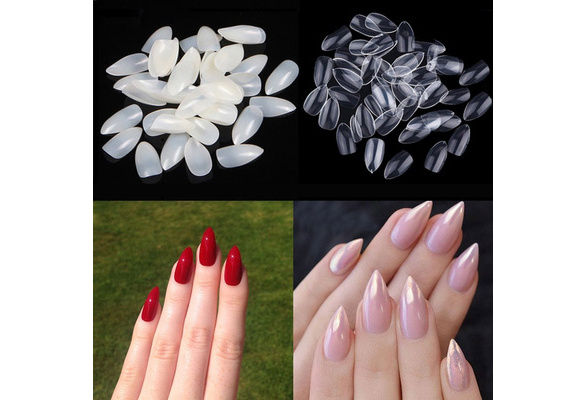 600pcs Stiletto Pointed Acrylic Nails Almond Oval Short Artificial Nail Tips Plastic Acrylic Full False French Nail Art Tips Fake Nails Wish