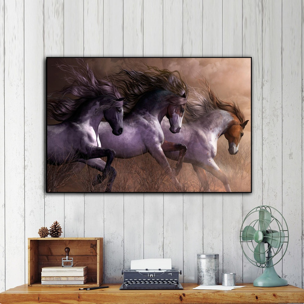 Modern Canvas Art Wall Decor Oil Painting Three Horses Abstract Horse Canvas Wall Art Painting Picture Hd Print Paintings For Living Room Bedroom Wish