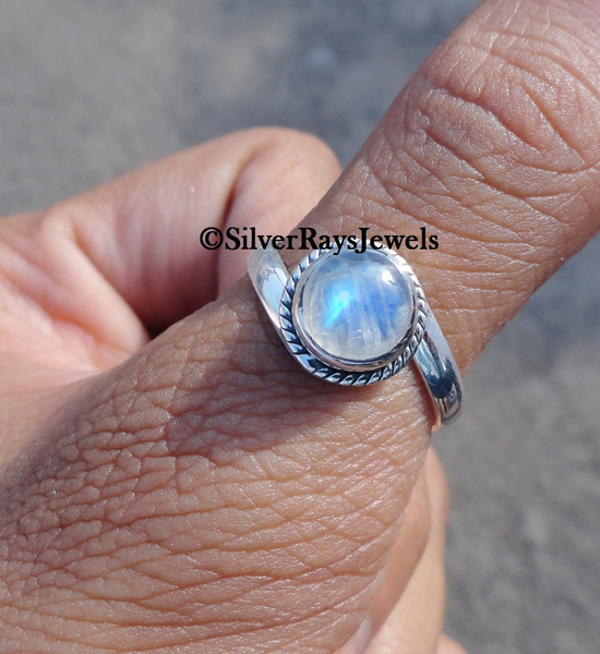 Partywear Rings Perfect Gift For Her Blue Fire Rainbow Moonstone Ring 925 Silver Ring Designer Ring Jewellery Rainbow Moonstone Ring