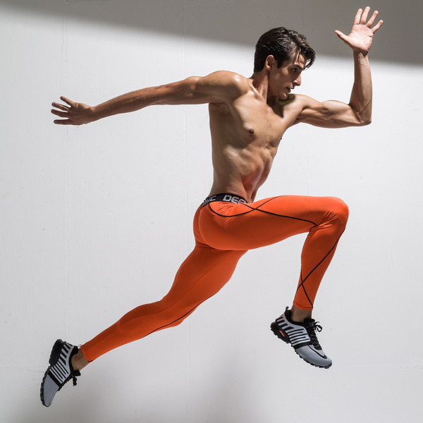 mens orange compression pants