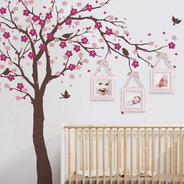 Cherry Blossom Tree Wall Decals Baby Room Nursery Large With Flowers Stickers For Kids Vinyl Tattoo A401 Wish - Cherry Blossom Tree Wall Decor