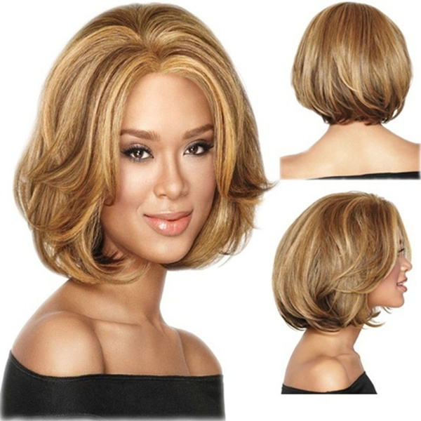 Elegant Hot 2018 High Quality Girls Women Curly Short Washable Light Brown Wavy Full Hair Wigs