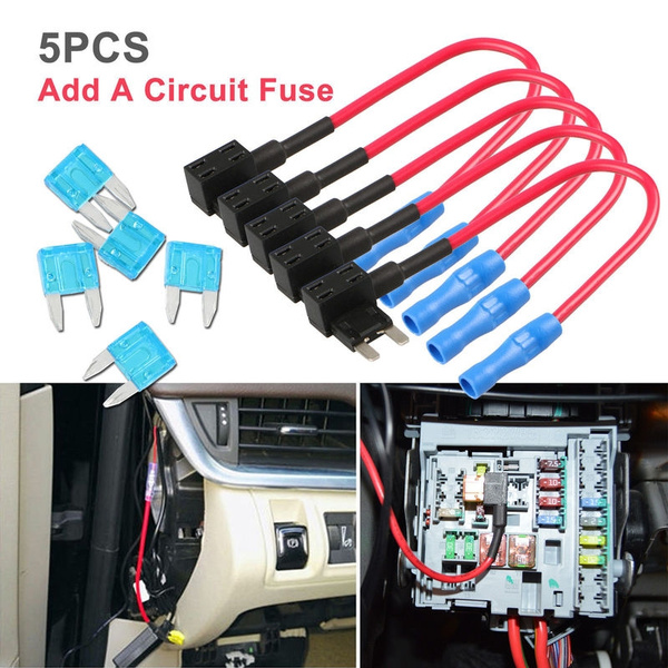 5 Pack Car Add A Circuit Fuse Tap Adapter Mini ATM APM Blade Fuse