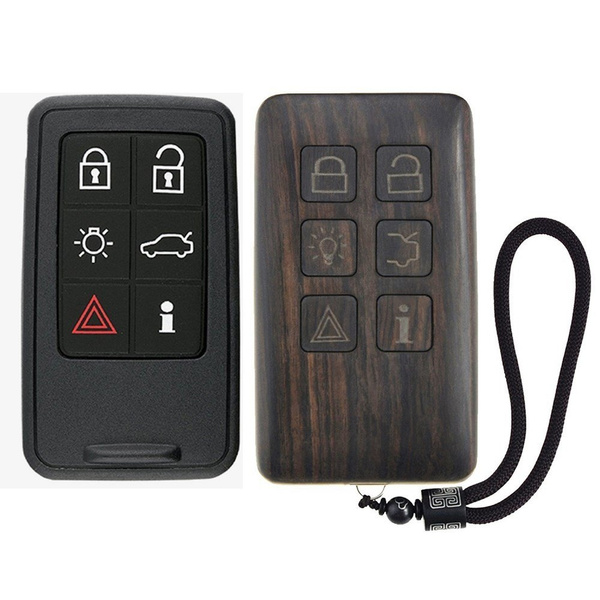 Keyless Entry Remote Control Wooden Car Key Fob Shell Walnut Case for Volvo