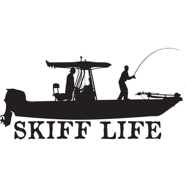 Skiff Life T-Top Flats Console Fishing Boat-Car Decal Stickers
