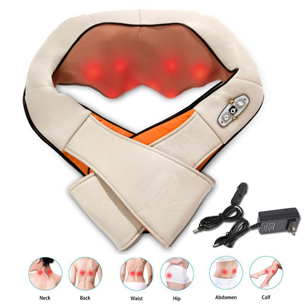 JianYouCare electrical neck shoulder body massager Heated Kneading Shiatsu  Shawl Cervical back Massage machine deep Pain Relief