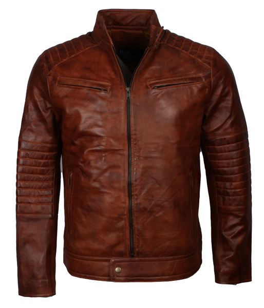 Men's Cafe Racer Quilted Italian Designer Motorcycle Leather Jacket ...