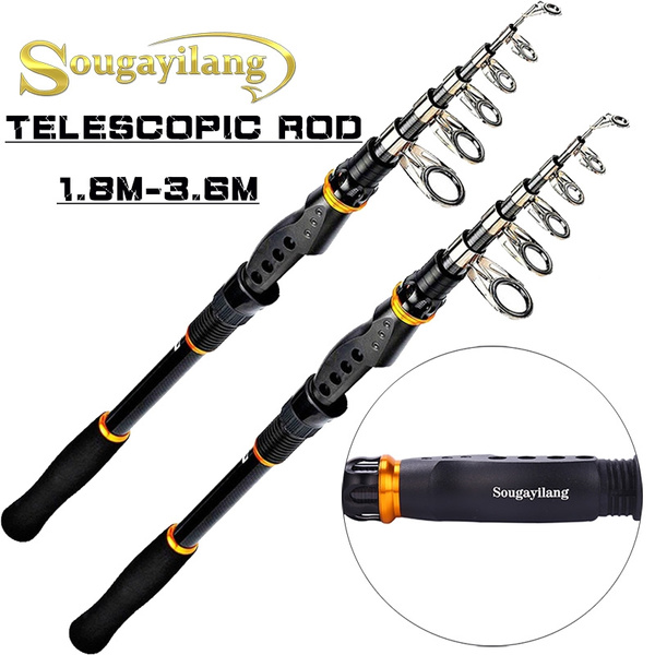 Sougayilang Fishing Rod Telescopic Spinning Carbon Fiber Fishing Pole  Travel Portable Super Hard Fishing Pole for Boat Saltwater and Freshwater Fish  Fishing Rods Poles