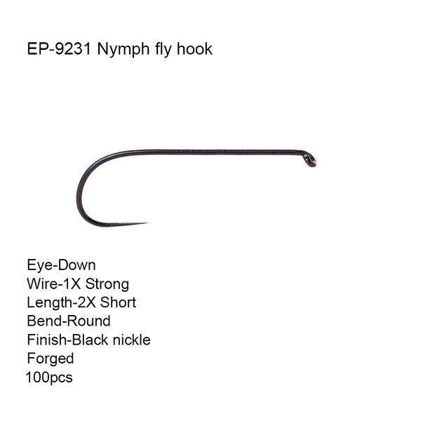 Eupheng 100pcs EP-9231 Down Eye Competition Fly Hooks Nymph