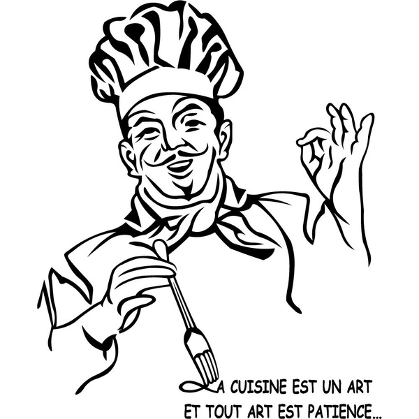 Stickers Autocollant Muraux Citation Chef Cuisine 55x65 Cm Ref T Mk7 Wish