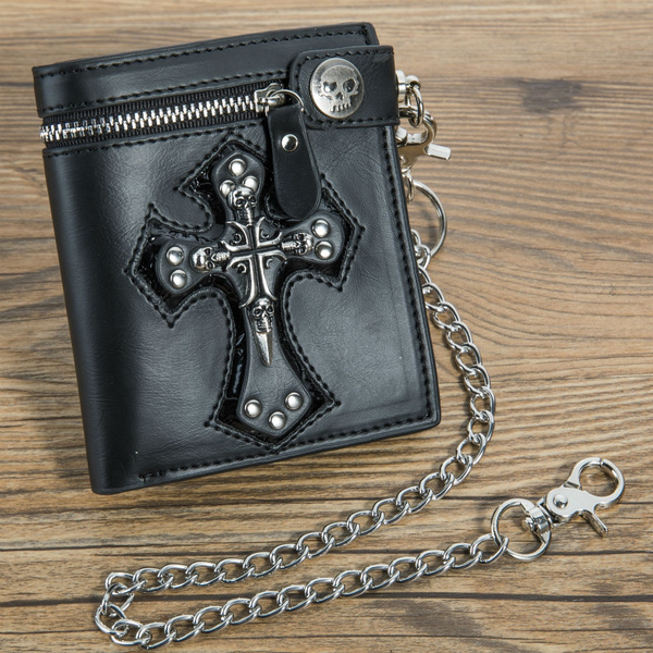leather skull wallet with chain