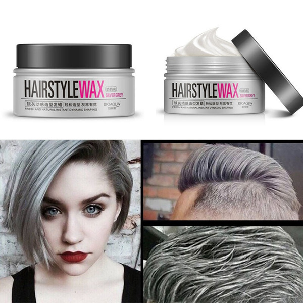 Unisex Silver Grey Wax hair model Pomade Gel Mud Long-lasting Hairstyle