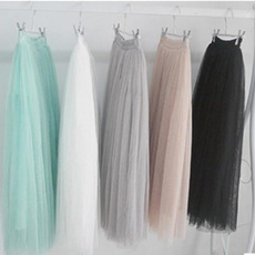 One Size 4 Layers Tulle Skirts Elastic High Waist Mesh Skirt 