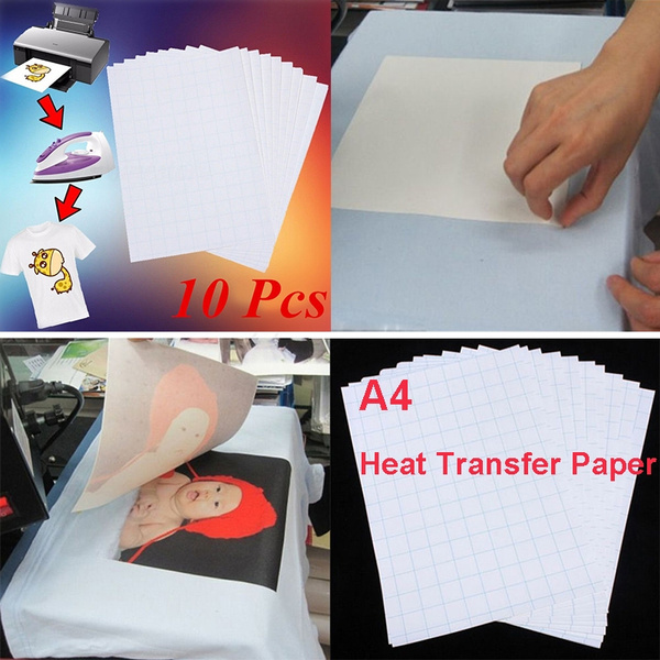 10Pcs A4 Heat Transfer Paper for DIY T-Shirt Painting Iron-On