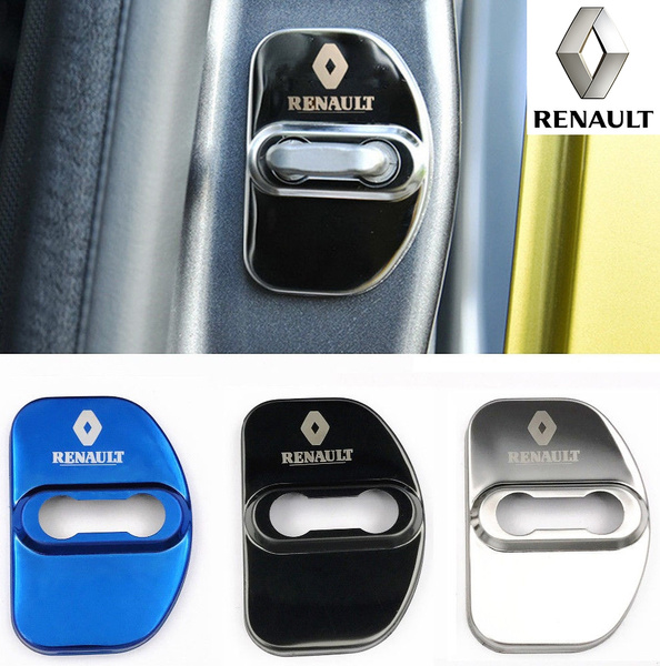 4 x Renault Logo Stainless Steel Car Door Lock Covers Buckles for ...