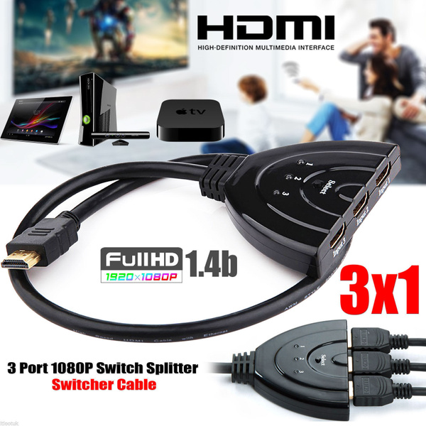 3 Port HDMI Splitter Cable 1080/4K Switch Switcher HUB Adapter for