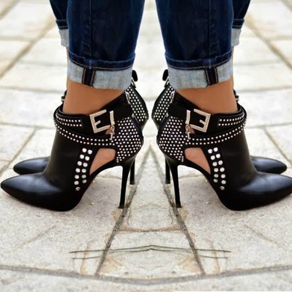 black open side ankle boots
