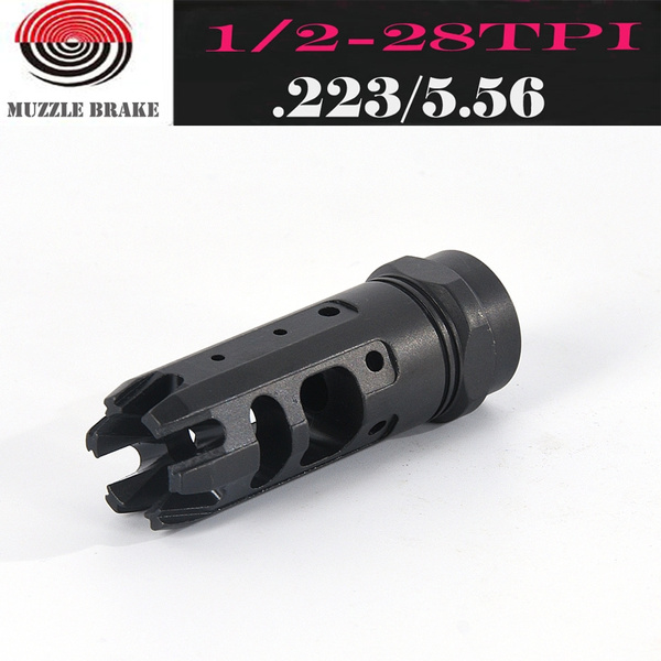.223 Muzzle Brake 1/2x28 Thread Steel Tactical Muzzle Device with Jam Nut 