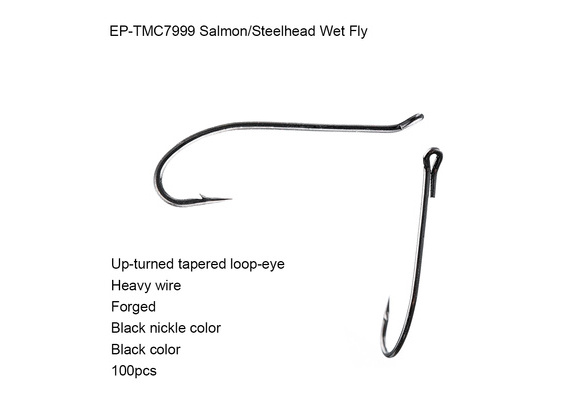 Eupheng 100pcs EP-TMC105 Egg Fly Fishing Hook Straight Eye 2X Heavy Hook  Reversed Bned Forge Fishing Hook