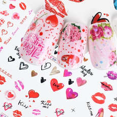 nail decoration, pink, art, heartnailsticker