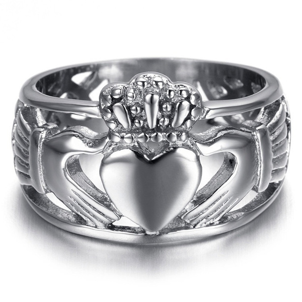 Stainless Steel Celtic Style Claddagh Ring 