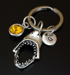 Charm Jewelry, Shark, Key Chain, Joyería de pavo reales