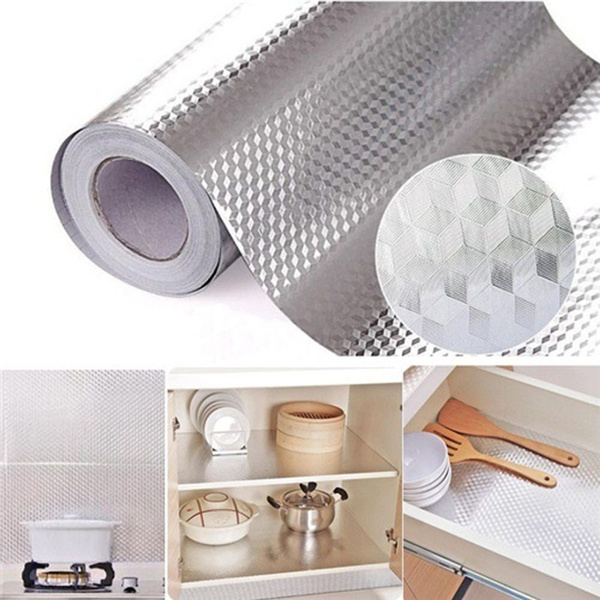 Aluminum Foil Self Adhesive Waterproof Wall Sticker for Kitchen Home 40×100cm 