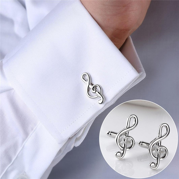 Fashion Silver Plated Music Notation Shirt Cufflinks Men Jewelry