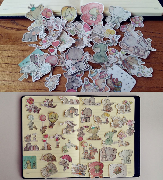 17/34pcs Cute Animal Elephant Scrapbooking Stickers DIY Craft Sticker