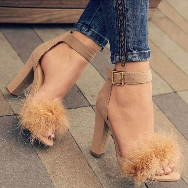 fluffy fur heels